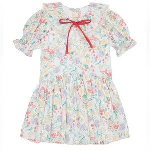 La Coqueta Girls (10Y) Izara Floral Cotton Dress in Ivory ~ Made in Spain